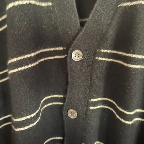 Tommy Hilfiger Mens Black Silk Angora Striped Cardigan Sweater Long Sleeve - L - Picture 3 of 7